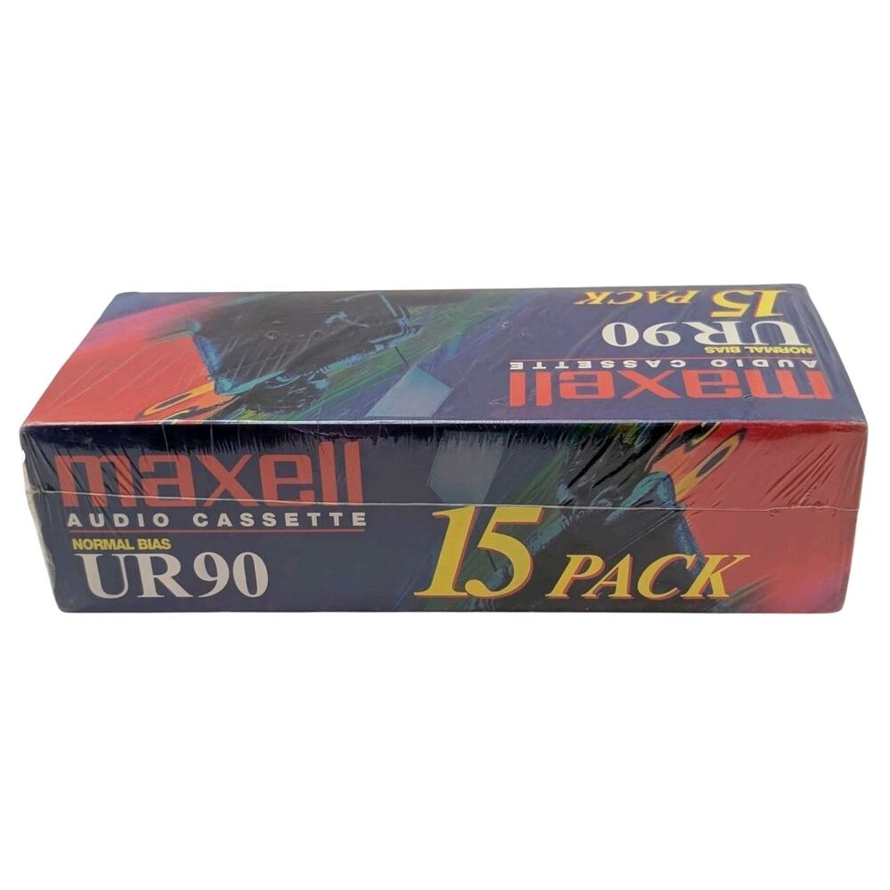 NEW Maxell Audio Cassette Normal Bias UR90 15 Pack 90 Minutes per tape Recording